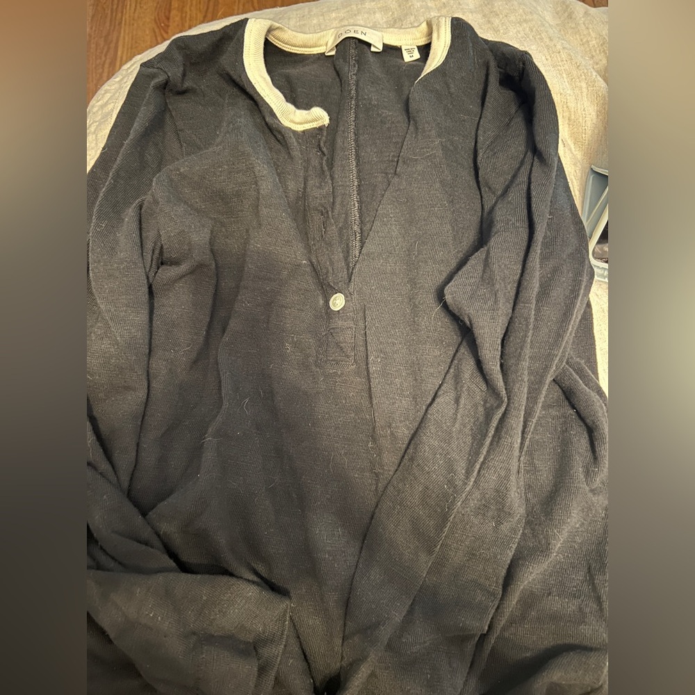 Doen Black and Cream Long Sleeve Top - Picture 2 of 4